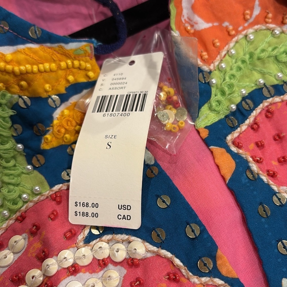 🍀SUPER UNIQUE🍀Anthropologie NWT Verb by Pallavi Singhee  Beaded  Blouse Size S. - Picture 13 of 16